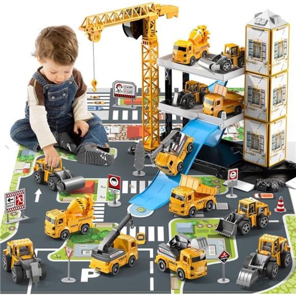 Construction Truck Toys for 3 4 5 6 Year Old Boys, 60PCS Kids Engineering Trucks - Picture 1 of 6